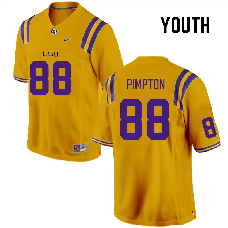 Youth LSU Tigers Ka'Morreun Pimpton #88 Gold NCAA Football Jersey